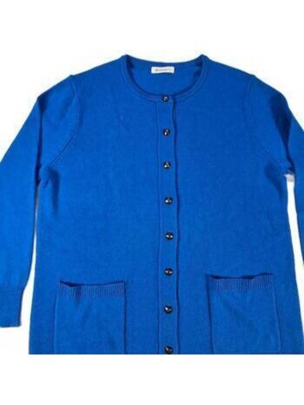 Woolovers 100% Lambswool Cardigan Sweater Royal Cobalt Blue Button Front Pockets